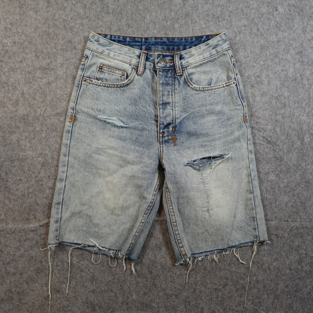 Ksubi Shorts Womens 23 Brooklyn Skream Trashed Distressed Raw Hem Bermuda 9"